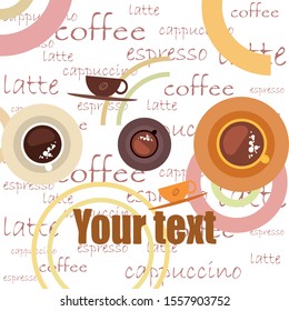 Cup of Fresh Coffee. Vector Illustration. Decorative Design for Cafeteria, Banners, Cards.