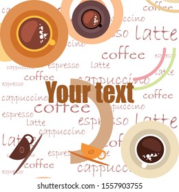 Cup of Fresh Coffee. Vector Illustration. Decorative Design for Cafeteria, Banners, Cards.
