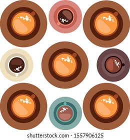 Cup of Fresh Coffee. Vector Illustration. Decorative Design for Cafeteria, Banners, Cards.