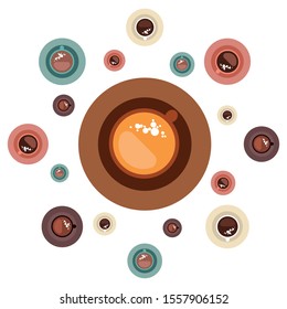 Cup of Fresh Coffee. Vector Illustration. Decorative Design for Cafeteria, Banners, Cards.