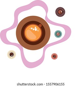 Cup of Fresh Coffee. Vector Illustration. Decorative Design for Cafeteria, Banners, Cards.