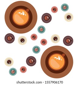 Cup of Fresh Coffee. Vector Illustration. Decorative Design for Cafeteria, Banners, Cards.