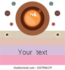 Cup of Fresh Coffee. Vector Illustration. Decorative Design for Cafeteria, Banners, Cards.