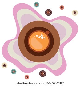 Cup of Fresh Coffee. Vector Illustration. Decorative Design for Cafeteria, Banners, Cards.