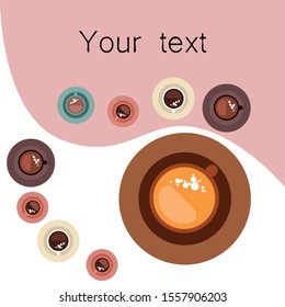 Cup of Fresh Coffee. Vector Illustration. Decorative Design for Cafeteria, Banners, Cards.