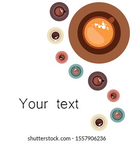 Cup of Fresh Coffee. Vector Illustration. Decorative Design for Cafeteria, Banners, Cards.