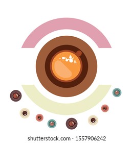 Cup of Fresh Coffee. Vector Illustration. Decorative Design for Cafeteria, Banners, Cards.