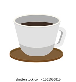 Cup of Fresh Coffee. Vector Illustration. Flat Style. Decorative Design for Cafeteria, Posters, Banners, Cards