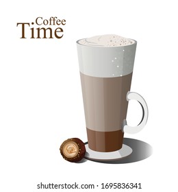 Cup of Fresh Coffee. Vector Illustration. Flat Style. Decorative Design for Cafeteria, Posters, Banners, Cards