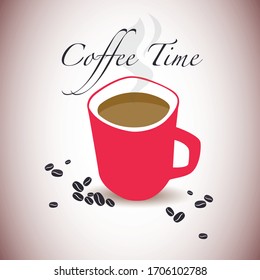 Cup of Fresh Coffee. Vector Illustration. Flat Style. Decorative Design for cafe, Posters, Banners, Cards