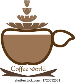 A cup of fresh coffee. Vector Illustration. Flat Style. Decorative Design for Cafe, Posters, Banners, Cards