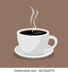 Cup of Fresh Coffee. Vector Illustration. Flat Style. Decorative Design for Cafeteria, Posters, Banners, Cards