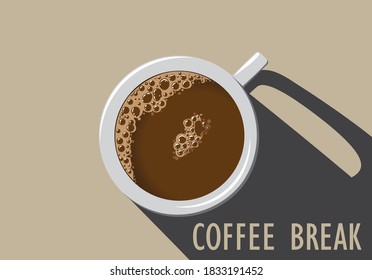 Copa de Café Fresco. Ilustración vectorial. Estilo plano. Diseño decorativo para cafeterías, afiches, pancartas, tarjetas y cafeterías