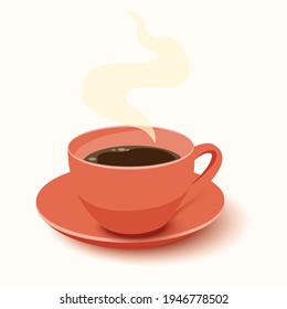 Cup of fresh coffee. Vector illustration. Decorative design for cafeteria, posters, banners, cards
