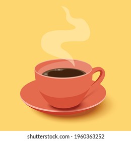 Cup of fresh coffee. Vector illustration. Decorative design for cafeteria, posters, banners, cards