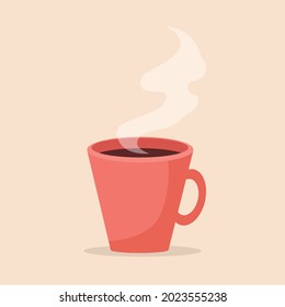 Cup of Fresh Coffee. Vector Illustration. Flat Style. Decorative Design for Cafeteria, Posters, Banners, Cards