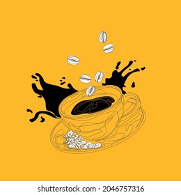 A cup of fresh coffee. Vector illustration.