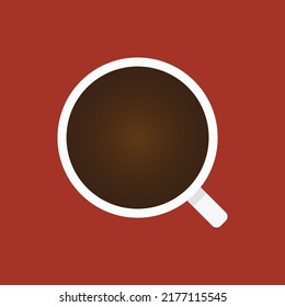 Cup of Fresh Coffee, Vector illustration. Cup of Black Fresh coffee top view. Flat Style, Clip Art Decorative Design for Cafeteria, Posters, Banners, Cards. Vector illustration coffee.
