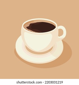 Tasse frischem Kaffee. Vektorgrafik. Flachstil. Dekoratives Design für Cafeteria, Poster, Banner, Karten
