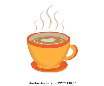 Cup of Fresh Coffee. Vector Illustration. Flat Style. Decorative Design for Cafeteria, Posters, Banners, Cards