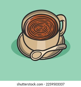 Cup of Fresh Coffee. Vector Illustration. Flat Style. Decorative Design for Cafeteria, Posters, Banners, Cards