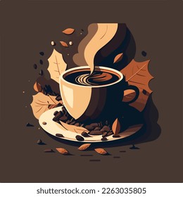 Cup of Fresh Coffee. Vector Illustration. Flat Style.