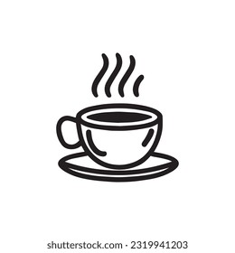 Cup of Fresh Coffee. Vector Illustration. Flat Style. Decorative Design for Cafeteria, Posters, Banners, Cards