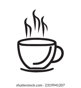 Cup of Fresh Coffee. Vector Illustration. Flat Style. Decorative Design for Cafeteria, Posters, Banners, Cards