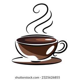 Cup of Fresh Coffee. Vector Illustration. Flat Style. Decorative Design for Cafeteria, Posters, Banners, Cards