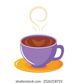 Cup of Fresh Coffee. Vector Illustration. Flat Style.