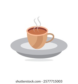 Cup of Fresh Coffee. Vector Illustration. Flat Style. Decorative Design for Cafeteria, Posters, Banners, Cards