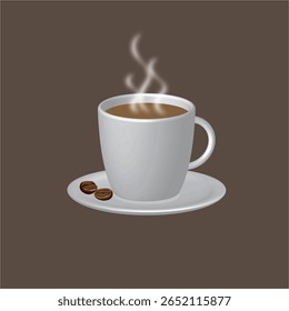 Xícara de café fresco. Ilustração de vetor. Estilo Plano. Design decorativo para lanchonete, cartazes, banners, cartões. A ilustração vetorial de uma xícara realista de café quente.