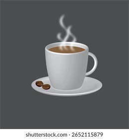 Xícara de café fresco. Ilustração de vetor. Estilo Plano. Design decorativo para lanchonete, cartazes, banners, cartões. A ilustração vetorial de uma xícara realista de café quente.