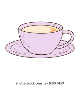 Tasse frischen Kaffee. Vektorgrafik. Flach, Cartoon-Stil. Dekoratives Design für Cafeteria, Poster, Banner, Karten