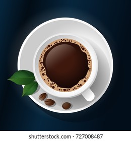 Cup of Fresh Coffee. Vector Illustration. Flat Style. Decorative Design for Cafeteria, Posters, Banners, Cards