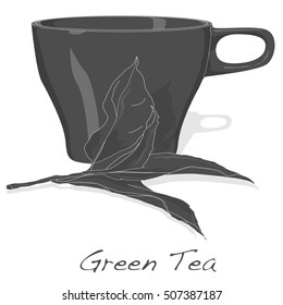 cup of fresh green tea vector isolated on white background