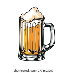 Cup of fresh lager beer concept in vintage style isolated vector illustration