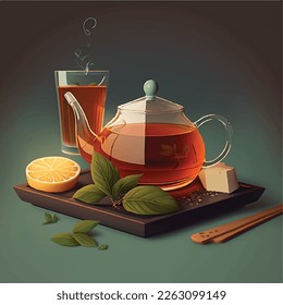 A cup of fresh tea vector illustration