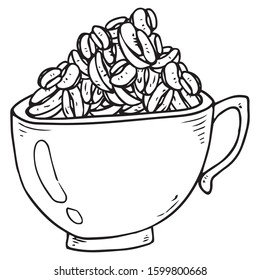 Cup full of coffee beans icon. Vector illustration of a cup with coffee beans.