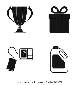 Cup, gift and other web icon in black style. tonometer, canister icons in set collection.
