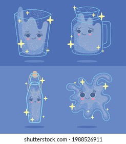 cup glass bottle water cute