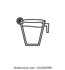 cup glass icon with lemon slice on white background. simple, line, silhouette and clean style. black and white. suitable for symbol, sign, icon or logo