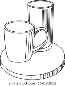 Cup and glass Cup on a stand vector illustration