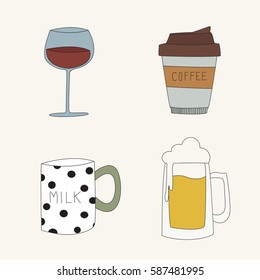 Cup, glass, pint of drinks.
