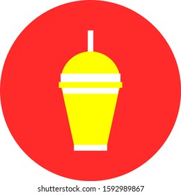 Cup of Glass With Rounded Top and Straw
