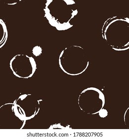 Cup oder Glasflecken Muster. farbige Flecken auf nahtlosem Hintergrund. Kaffee. Wein. Wasser. Saft. Kaffee oder Tee-Tasse. Weinglasfleck. Platter. Schlag. Getränke spritzen.