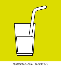 cup glass straw cold vector illustration graphic