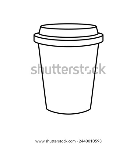Сardboard cup to go. Icon, coloring page, black and white illustration.
