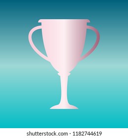 Cup, goble, bow, beaker icon. Vector. Pink bronze gradient icon at turquoise gradient background.