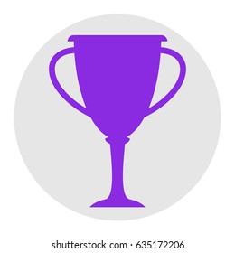 Cup, goblet, bow, beaker icon. Vector. Violet flat icon on light gray circle at white background. Isolated.